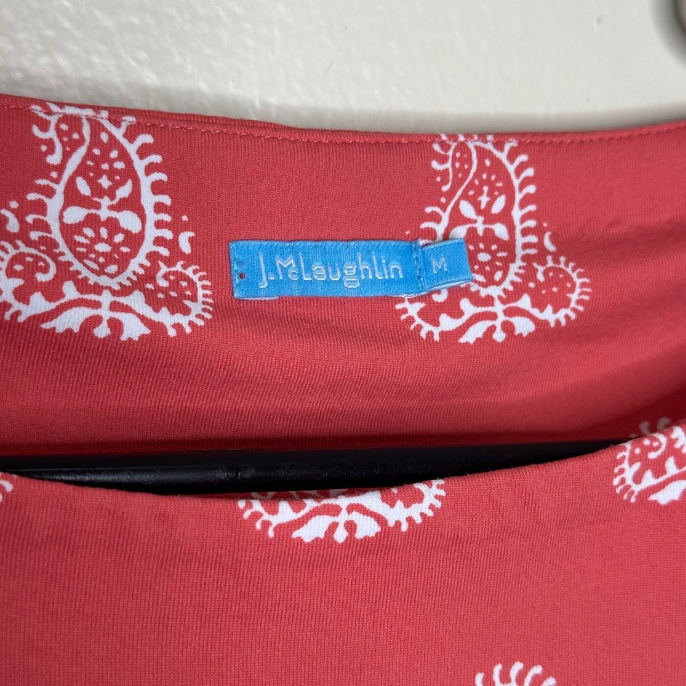 J McLaughlin Marianne 3/4 Sleeve Coral Patterned Dress Nylon size Medium - Picture 4 of 8